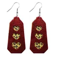 Elegant Valentine's Day red faux leather earrings with leopard print heart cutouts - Red & Leopard Hollow Heart Style (11#)