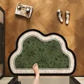 Vintage green floral diatomaceous earth bath mat with absorbent non-slip surface - FGL-Cloud Shape Style / 40*60cm (Standard Version)