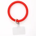 Portachiavi da polso in silicone rosso con linguetta trasparente per accessori cellulari DIY - Stile Cerchio / Rosso (20481)