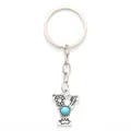 Vintage silver alloy letter Y keychain featuring turquoise stone and bohemian cactus design - 20502