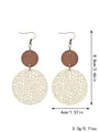 Orecchini a pendolo rotondi a rete traforati in finitura legno beige e marrone eleganti - Stile Tondo Geometrico Traforato / Bianco Sporco (11477)