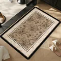 Vintage floral diatom mud bathroom mat with absorbent quick-dry anti-slip surface - GZY-Rounded Corner (Beige-Brown Vintage Floral) / 40*60cm (Standard Version)
