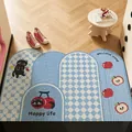 Zerbino blu con gatti e mele a fumetti e bordi a forma di conchiglia antiscivolo - Frutteto Crema / 40*60cm