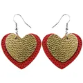Double-layered red and gold heart-shaped leather earrings for Valentine's Day - Red & Gold Sequin Heart Style (8#)
