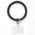 Cinturino da polso in silicone nero con patch per telefono e anello in metallo DIY - Stile Cerchio / Nero (20479)