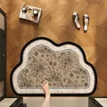 Vintage floral diatom mud bath mat with irregular wavy edges for bathroom decor - GZY-Cloud Shape Style / 40*60cm (Standard Version)