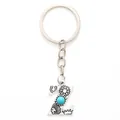 Vintage silver alloy letter Z keychain with bohemian turquoise stone pendant for bags - 20503