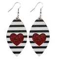 Valentine's Day waterdrop leather earrings with black stripes and red glitter heart - Black & White Striped Sequin Heart Style (14#)