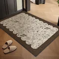 Vintage style non-slip entryway doormat featuring a scalloped floral pattern on wood floor - 40*60cm / Ancient Branch & Leaf