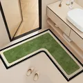 Absorbent L-shaped green non-slip diatom mud bathroom mat perfect for washbasin areas - 60*60*25cm (Regular Diatomaceous Earth) / Green L-Shaped