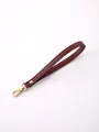 Elegant burgundy leather wristlet strap with gold clasp for handbags and keychains - Burgundy