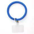 Portachiavi in silicone blu con linguetta trasparente per cordino da cellulare universale - Stile Cerchio / Blu (20482)
