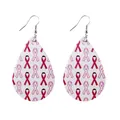 Boucles d'oreilles goutte en similicuir avec motif ruban rose contre le cancer - Boucles d'oreilles goutte d'eau / Red and Pink Ribbon (10248)