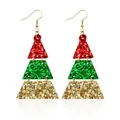 Festliche dreistöckige Glitzer Weihnachtsbaum Ohrhänger in Rot Grün und Gold - Gestufter Weihnachtsbaum (10304) / Rot Grün Gold Dreifach Weihnachtsbaum (10304)