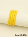 Premium 6mm yellow PU leather cord with fine stitching for DIY crafts and jewelry - Round Core-Wrapped Stitch (00455) / 6mm / Bright yellow