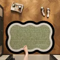 Grüne gewellte Kieselgur-Badematte mit rutschfester saugfähiger Textur - Gerade / 40x60cm Regulär / Gewebtes Grün