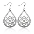Funkelnde silberne Schneeflocken-Ohrhänger in Tropfenform für Weihnachtsgeschenke - Hohl Schneeflocke (10428) / Silber Strass Hohl Schneeflocke (10428)