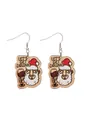 Lustige Weihnachts-Ohrringe aus Holz mit betrunkenem Weihnachtsmann-Motiv - Humor Weihnachtsmann Betrunkener Stil (12275)