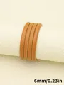 6mm round brown PU leather cord with elegant golden contrast stitching for DIY jewelry - Round Core-Wrapped Stitch (00459) / 6mm / Brown