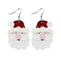 Handgefertigte Weihnachtsmann-Lederohrringe mit rotem Glitzerhut, festlicher Weihnachtsschmuck - Weihnachtsmann (10089) / Weihnachtsmann Figur (10089)