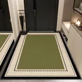 Modern French style loop pile entryway mat with green center and geometric border - Wood Grain-LCL / 40*60cm