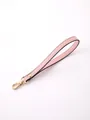 Elegant pink faux leather wrist strap keychain with gold clasp for handbags and clutches - Light Pink