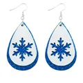Tropfenohrringe aus Kunstleder mit blau glitzerndem Schneeflocken-Ausschnitt für Weihnachten - Hohl Schneeflocke (11011) / Blau Strass Hohl Schneeflocke (11011)