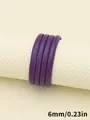 Cordón de cuero PU lila premium con patrón de oveja y costura para joyería DIY, 6mm de ancho - Round Core-Wrapped Stitch (00463)