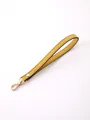 Yellow leather wristlet strap accessory with gold metal clasp for handbags and keys - Bright yellow