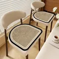 French style breathable linen-like seat cushion for dining and office chairs in beige - Horseshoe / 40x40cm / Vintage Brown