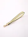 Elegant pale yellow leather wrist strap featuring a durable gold metal keychain clasp - Light Yellow