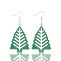 Festliche grüne Leder Weihnachtsbaum Ohrringe mit eleganten silbernen Sternakzenten - Hohl Weihnachtsbaum (12037) / Grüner Hohl Weihnachtsbaum (12037)