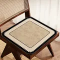 French retro faux linen dining chair cushion with vintage postage stamp serrated edges - Square / 40x40cm / Vintage Warm