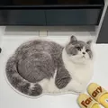 Cute cat-shaped plush non-slip absorbent bathroom floor mat for home decor - 40x60cm / Grey British Shorthair Style C