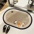 Retro cartoon cat bathroom mat with non-slip absorbent diatom mud for home decor - 40x60cm (Standard Style) / Brown Cat Style (Oval)