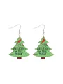 Festliche hölzerne Weihnachtsbaum Ohrringe mit Rotkardinal und Believe in Magic Aufdruck - Kardinal Karo Weihnachtsbaum (12222)