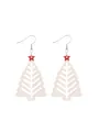 Elegante minimalistische weiße Leder-Weihnachtsbaum-Ohrringe mit rotem Sternakzent - Hohl Weihnachtsbaum (12038) / Weißer Hohl Weihnachtsbaum (12038)