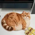 Cute ginger cat shaped plush anti-slip bathroom rug with soft faux cashmere texture - 40x60cm / Orange Tabby Cat Style D
