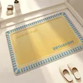 High-quality absorbent woven bathroom mat featuring yellow and blue striped border design - 40x60cm / Yellow Blue-Square