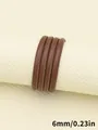 Cordón de cuero PU marrón de 6mm con costuras patrón oveja para joyería y manualidades - Round Core-Wrapped Stitch (00469)