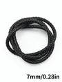 Detail showing 7mm black PU braided leather cord with three-strand weave texture - Twisted Braid Style (00109)