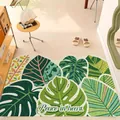 Paillasson nordique avec motif de feuilles de monstera et texte 'Peace in heart' intérieur - 40x60cm / Feuille Fraîche Peace in heart
