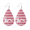 Boucles d'oreilles en simili cuir avec ruban rose pour la lutte contre le cancer - Boucles d'oreilles goutte d'eau / Rayé Cure/Faith (10247)
