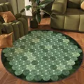High-quality top-down view of a mid-century style green round rug with a circular dot pattern - Diameter 50CM / Green Pillar