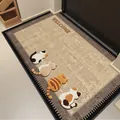 Cartoon cat welcome door mat made of durable loop pile for entryway decor - Four Cats - Brown / 50*80cm