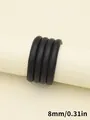 Cordón de cuero PU cosido redondo negro de 8mm para llaveros y manualidades DIY - Cordón Redondo con Puntadas y Patrón de Oveja (00473)