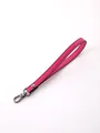 Durable pink leather wrist strap with dark metallic lobster clasp for bags - Rose Red