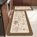 Durable 2-piece faux linen woven kitchen mat set with charming hand-drawn dessert patterns - Baking Sweets / 40x60cm (Single Pack)