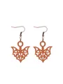Unique brown wood bat skull earrings for Halloween minimalist fashion accessories - Bat Wing Hollow Style