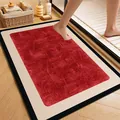 Detailansicht der roten saugfähigen Badematte mit rutschfester Textur im Badezimmer - Schattenrot Quadratischer Stil / 40*60cm